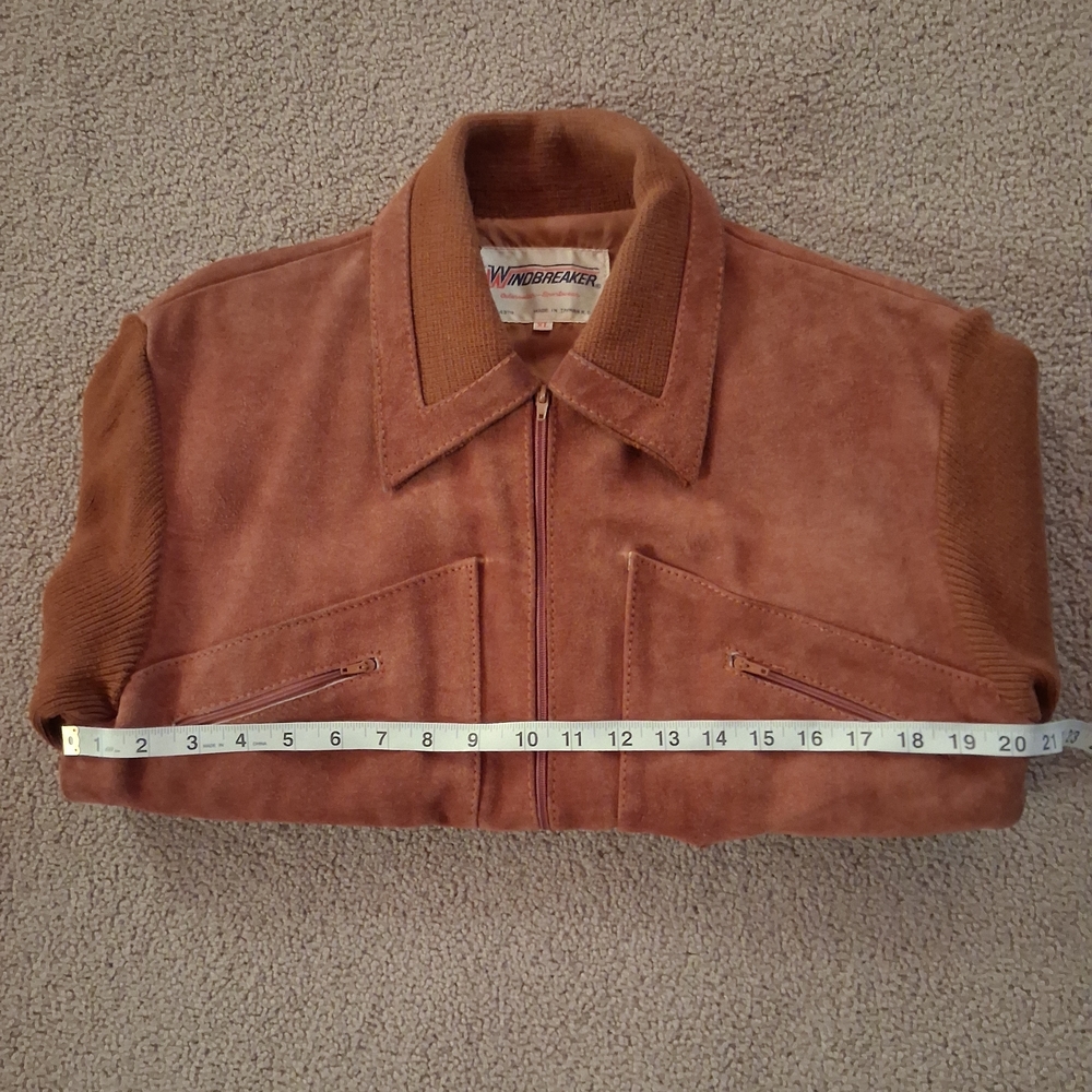 SOLD Vintage WINDBREAKER Suede Knit Bomber Jacket - 100% Cow Hide - Picture 14 of 15